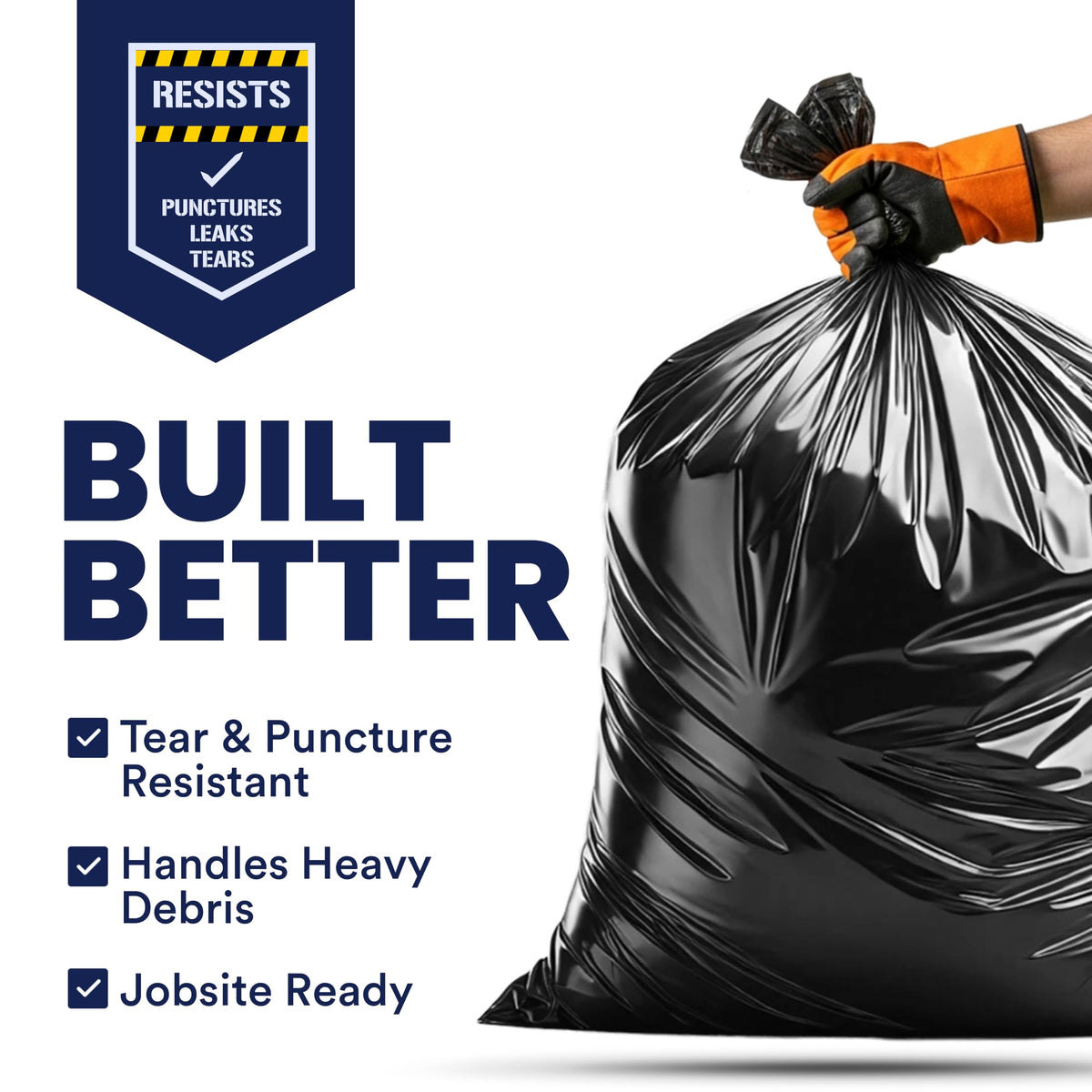 33 Gallon 3.0 Mil Black Heavy Duty Trash Bags 50 Count N94795