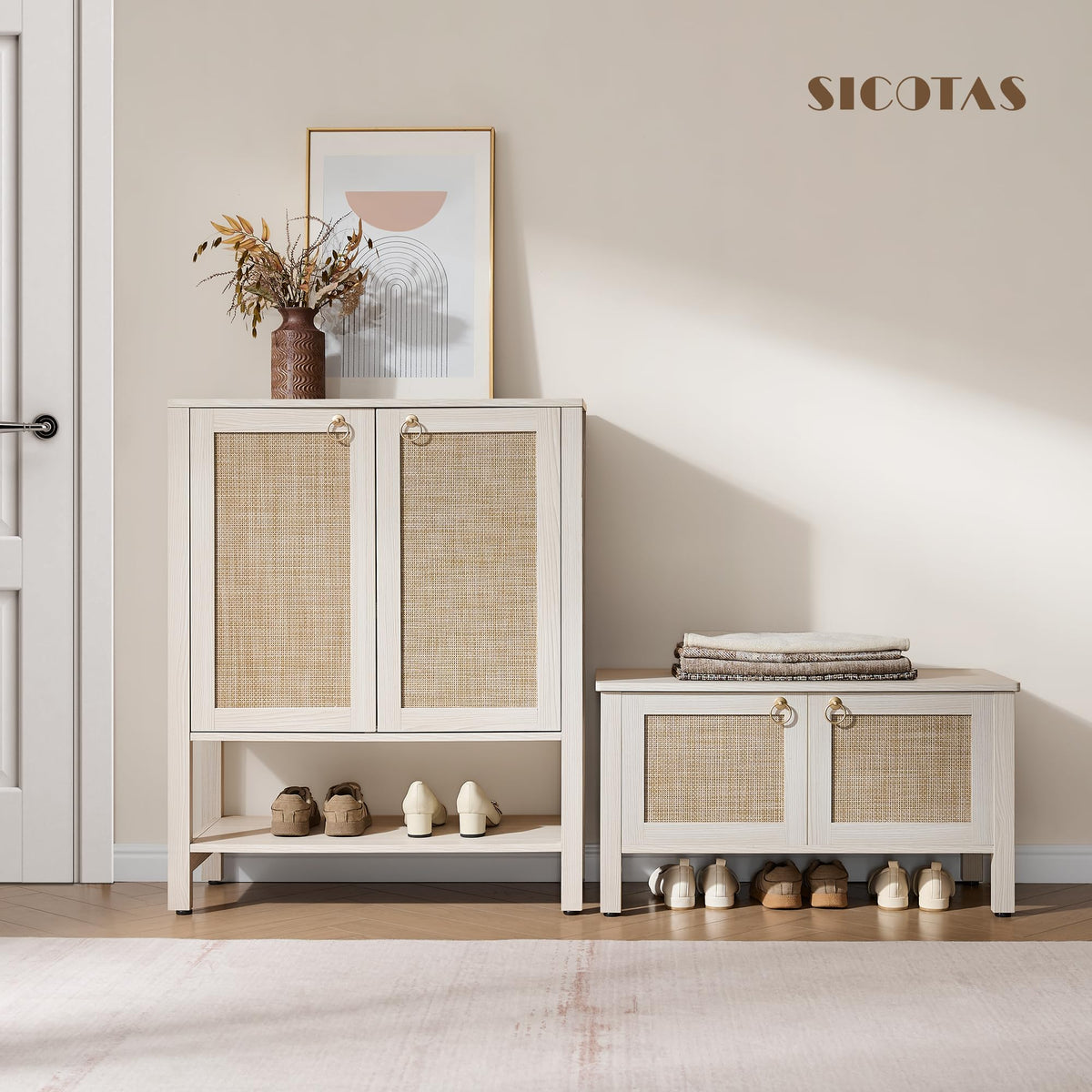 Rattan Storage Bench with 2 Safety Hinges K846148