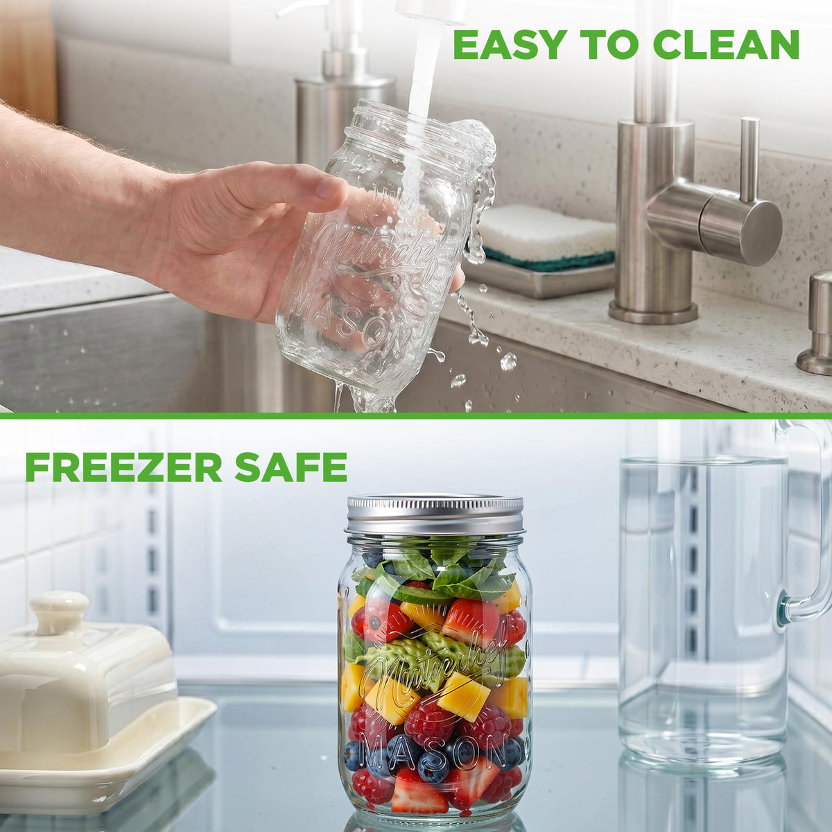 8-Pack 16 oz Glass Mason Jars with Lids S187601