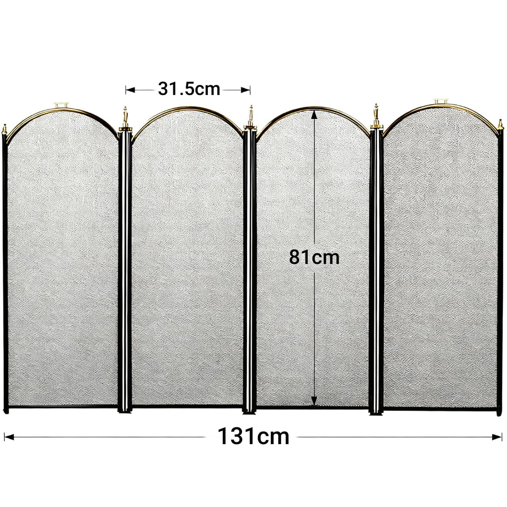 Large Gold 4 Panel Wrought Iron Fireplace Screen M36710