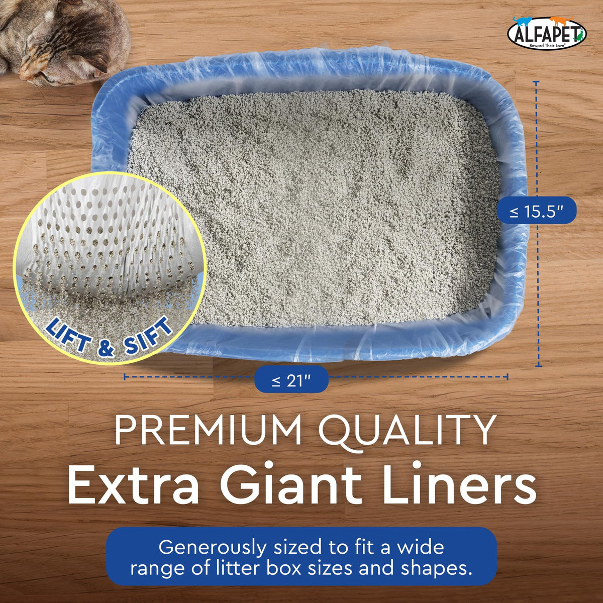 Extra Giant 60 Count Tear-Resistant Waterproof Cat Litter Box Liners L551