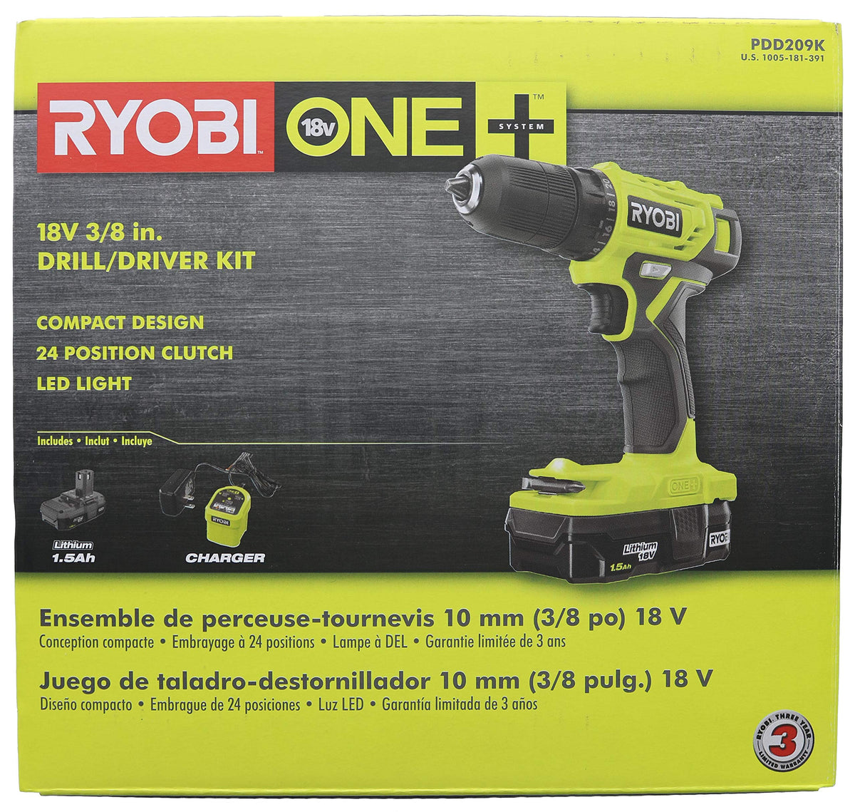 18-Volt Cordless 3/8 in. Drill/Driver Kit with Battery and Charger B274