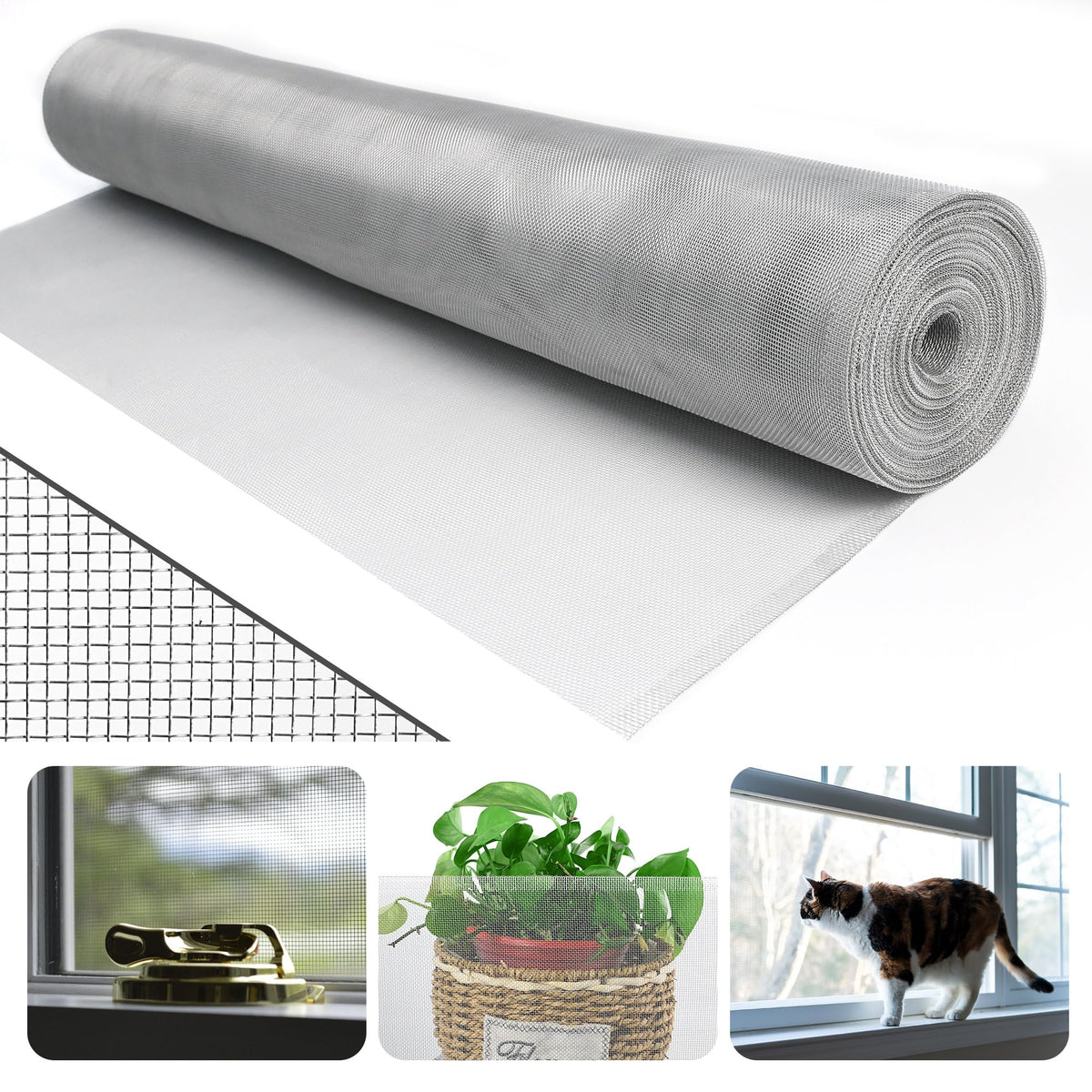 Aluminum Window Screen Mesh Roll 48 in x 100 ft 18x16 Mesh G89439