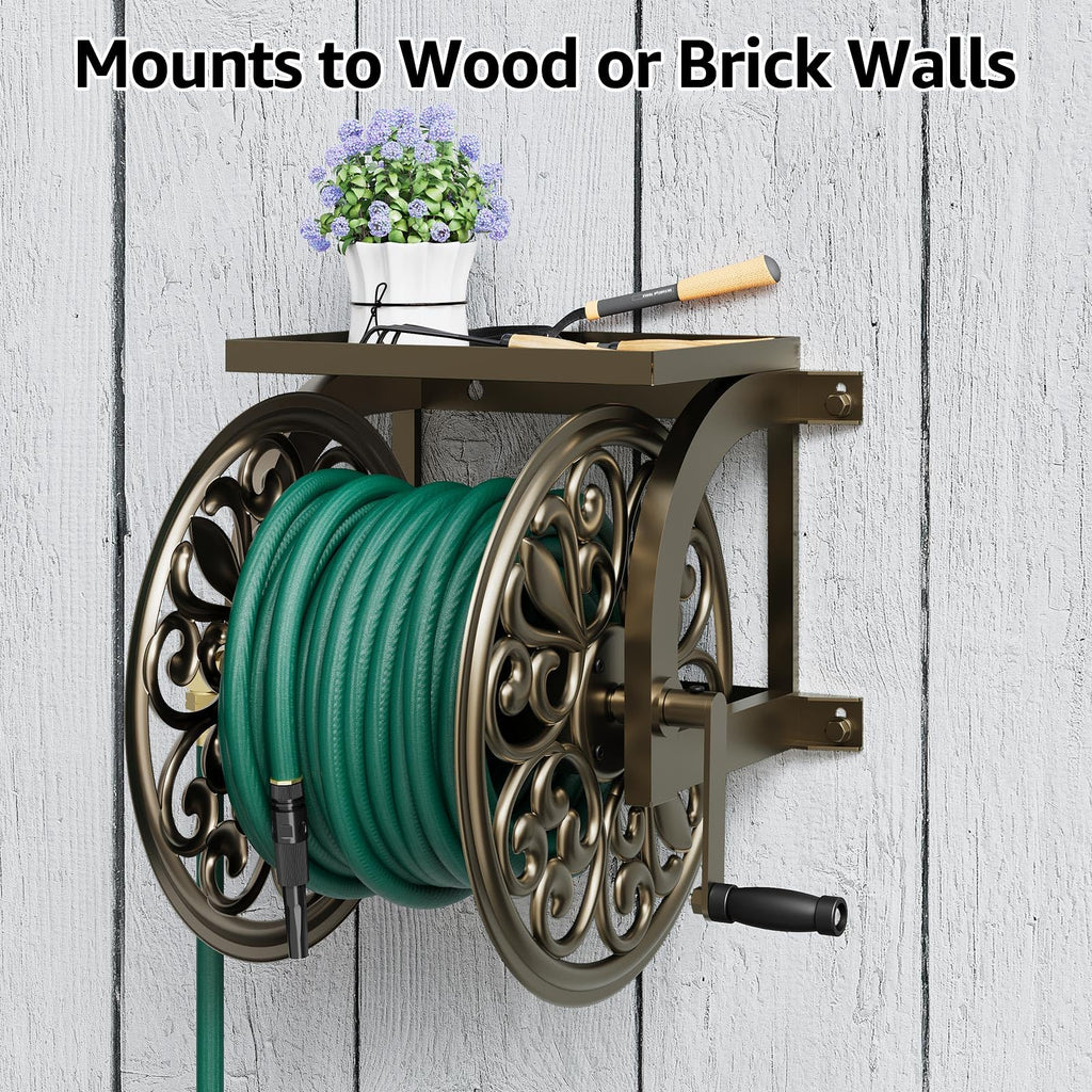 Wall Mount Garden Hose Reel, Holds 200-Feet of 5/8-Inch Hose M5833