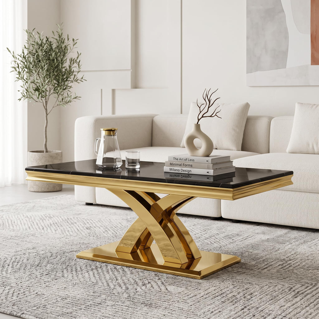 Black and Gold Coffee Table Set of 2 G313