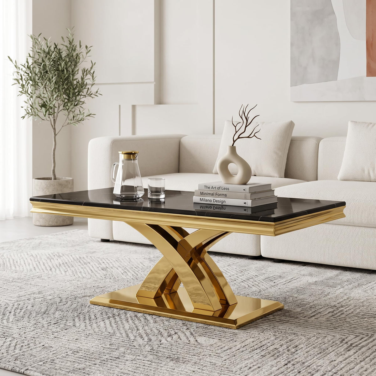 Black and Gold Coffee Table Set of 2 G313