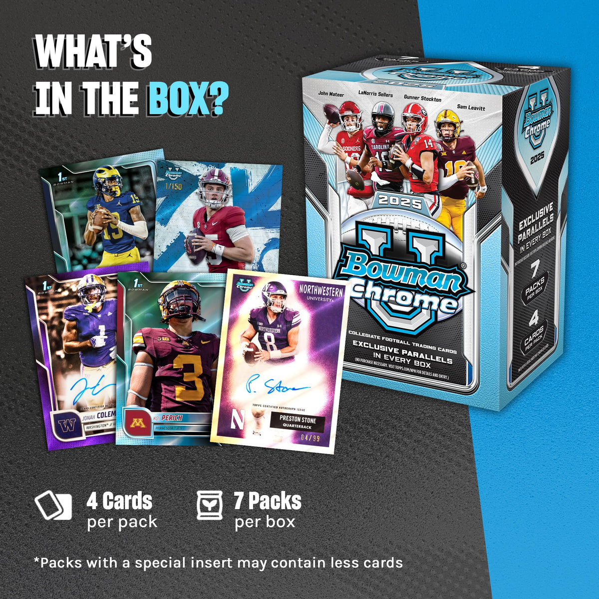 2025 Bowman University Chrome NCAA Football Value Box L291935