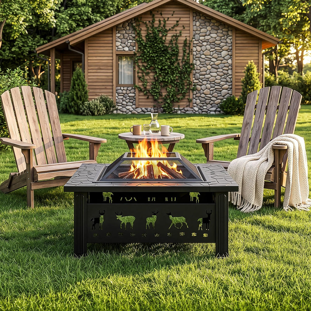 32 Inch Square Wood Burning Fire Pit Table Q183911