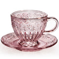 Glass Tea Cup and Saucer Set, 12 oz E3080