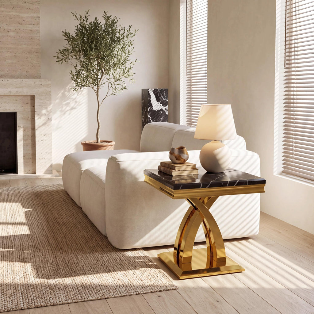 Black and Gold Coffee Table Set of 2 G313