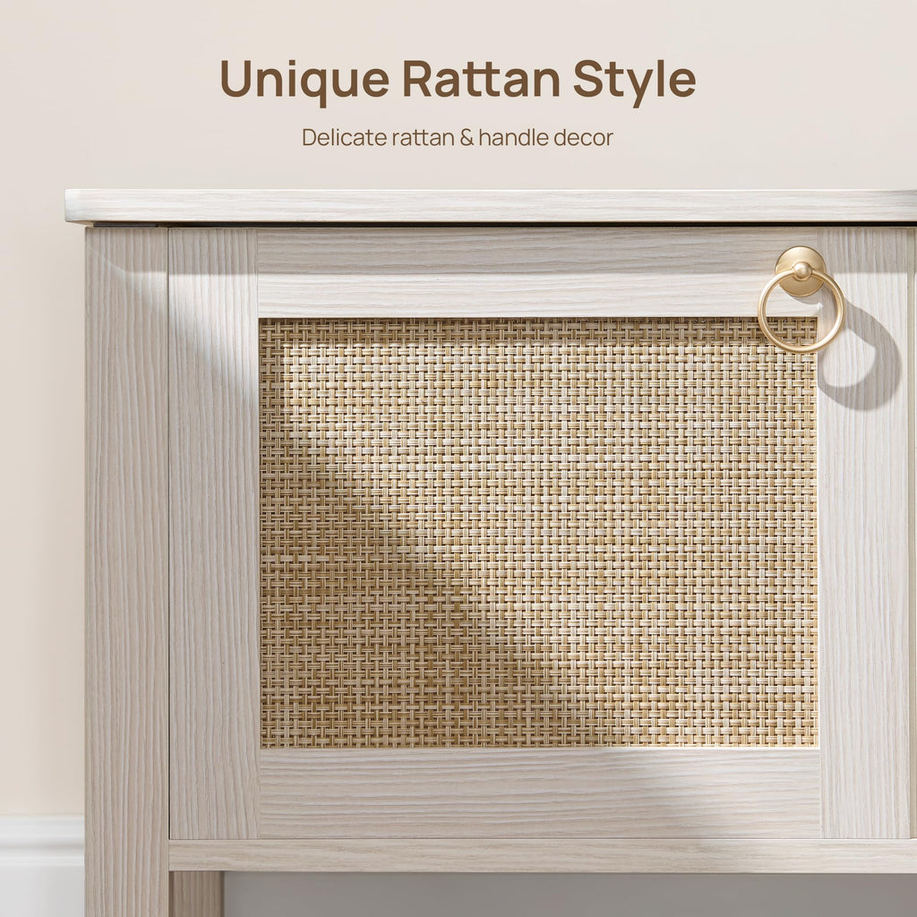 Rattan Storage Bench with 2 Safety Hinges K846148