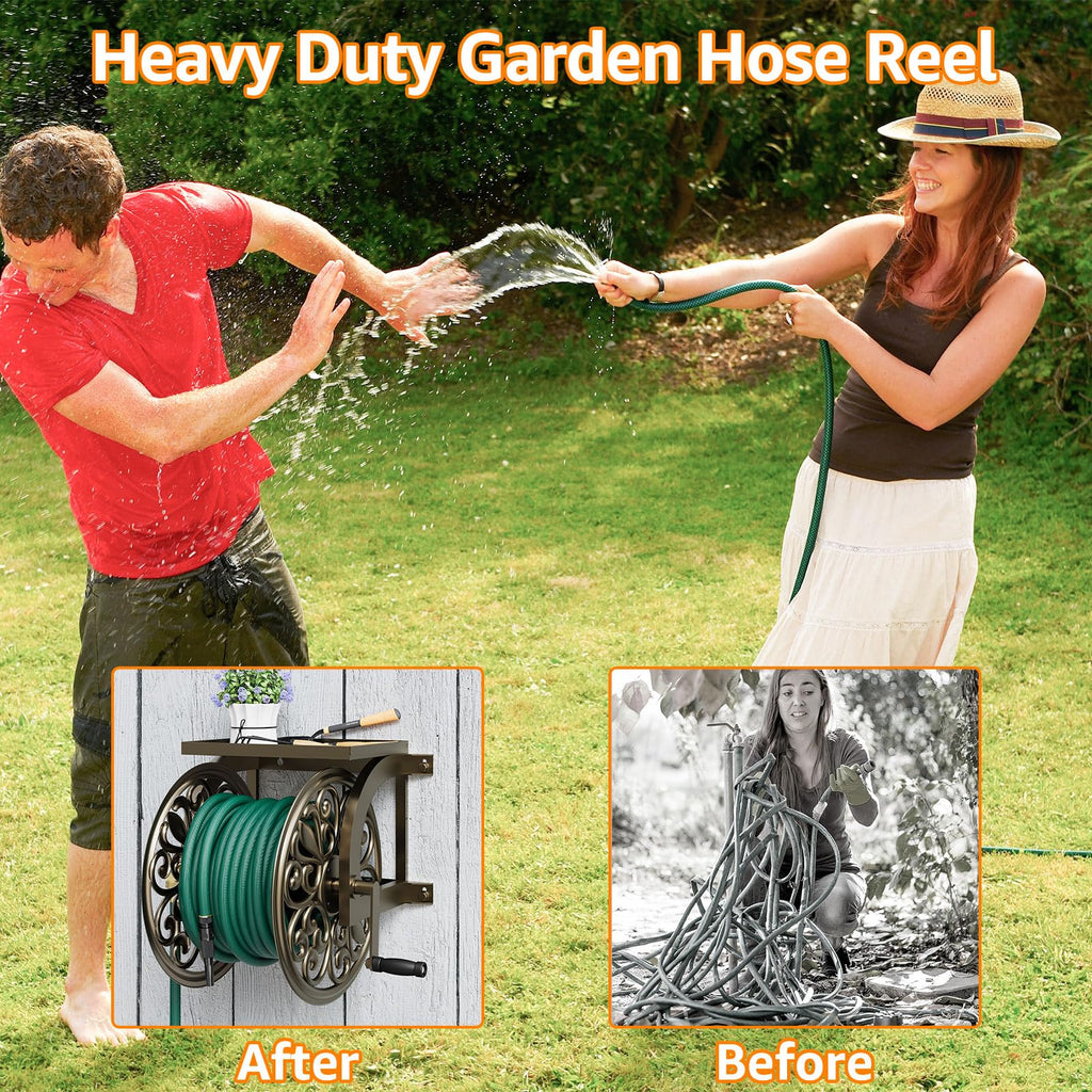 Wall Mount Garden Hose Reel, Holds 200-Feet of 5/8-Inch Hose M5833