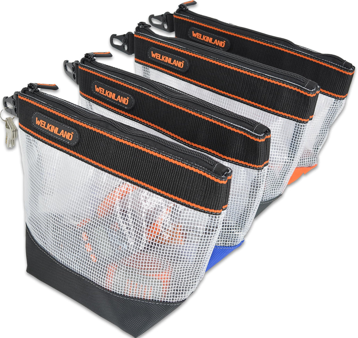 10-Inch Clear 4-Pack Zippered Tool Pouch A1752